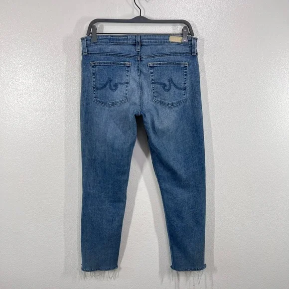 AG Adriano Goldschmied Prima Ankle Jeans Womens 31R Slim Straight Raw Hem Blue - Picture 3 of 9